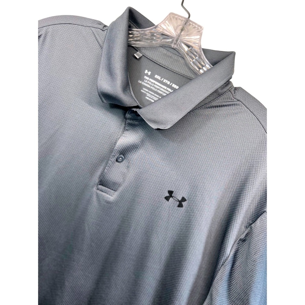 Under Armour Mens 2XL HeatGear Performance Polo Shirt Charcoal Gray Loose Fit